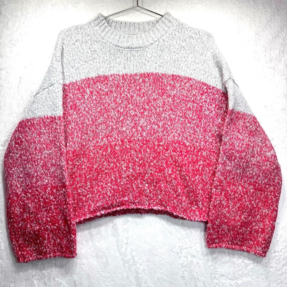 Pink Gray Colorblock Cropped Sweater Sincerely Jules Chunky Oversized Cozy Comfy